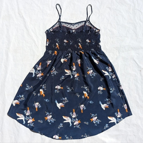 Target Xhilaration Navy  Blue and Orange High Low Bird Dress - Woman's Large - Picture 2 of 10